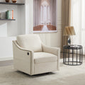 Cream White Fabric Swivel Rotating Accent Chair With Usb And Magazine Book For Living Room And Hotel Bed Room Cream White White Primary Living Space American Design,Classic,Modern Pine Foam Wood Fabric