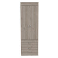 Alabama Armoire, One Large Cabinet, Two Drawers Light Gray Bedroom Modern Particle Board Engineered Wood