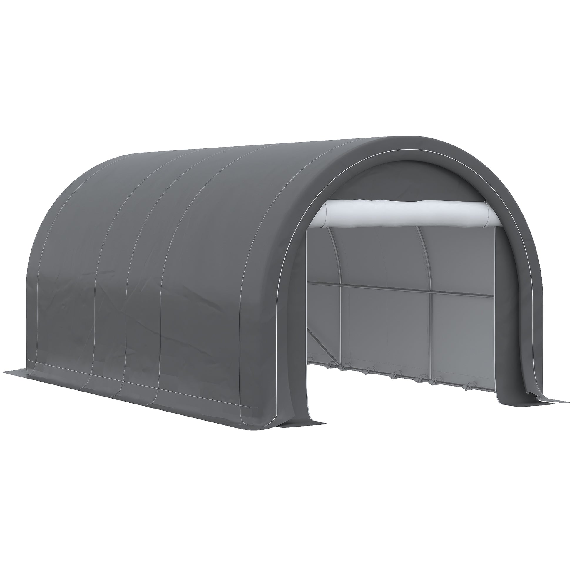 Outsunny 10' X 16' Carport, Heavy Duty Portable Garage Storage Tent With Large Zippered Door, Anti Uv Pe Canopy Cover For Car, Truck, Boat, Motorcycle, Bike, Garden Tools, Outdoor Work, Gray Grey Steel