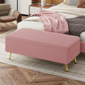 Modern Corduroy Upholstered Ottoman With Metal Legs, Storage Bench For Bedroom,Living Room,Pink Pink Polyester Solid Wood Mdf