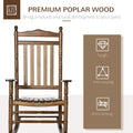 Outsunny Traditional Wooden High Back Rocking Chair For Porch, Indoor Outdoor, Brown Brown Wood