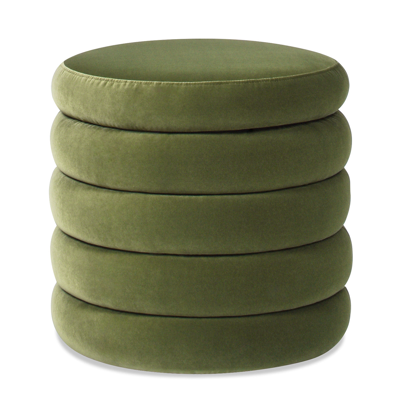 Fuji 19" Oversized Round Storage Ottoman, Olive Green Performance Velvet Olive Green Foam Velvet