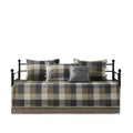 6 Piece Reversible Plaid Daybed Cover Set Neutral Daybed Multicolor Polyester