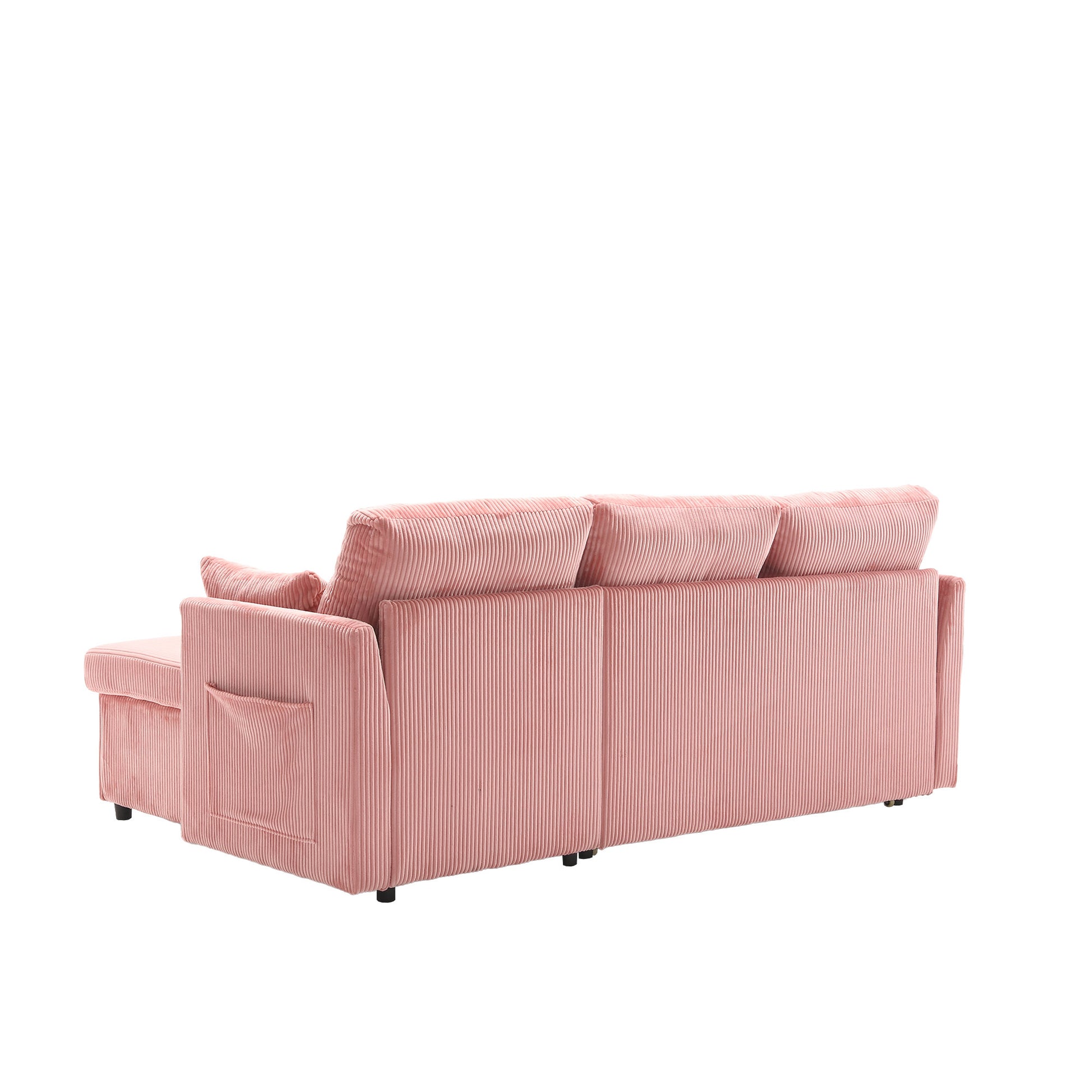 United We Win Furniture, Modular L Shaped Sofa, Modular Long Sofa With Reversible Chaise Lounge, Sofa Bed, Sleeper Sofa, Modular Sofa Combination With Storage Seats. Pink Velvet 3 Seat