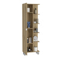 Los Angeles Linen Cabinet, Five Shelves, One Cabinet, Divisions Beige 1 5 18 To 23 In 60 In & Above Bathroom Freestanding Contemporary 5 10 Inches Melamine Melamine