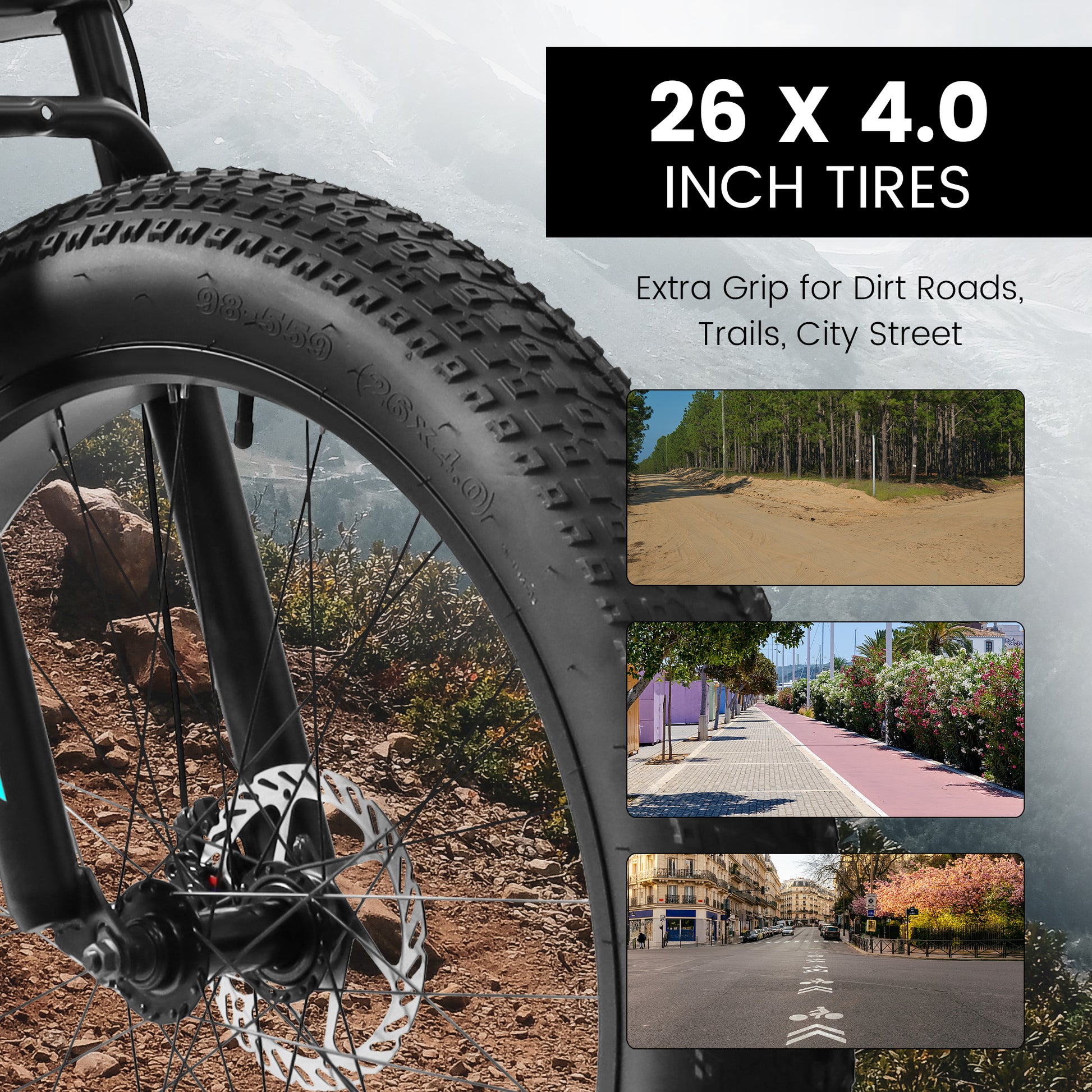 A26309 26 Inch Mountain Bike,Full Suspension 21 Speeds Drivetrain With Disc Brake Mtb Bicycle, 26*4" Fat Tire Bike For Men Black Without Durable Garden & Outdoor Classic Multifunctional Steel