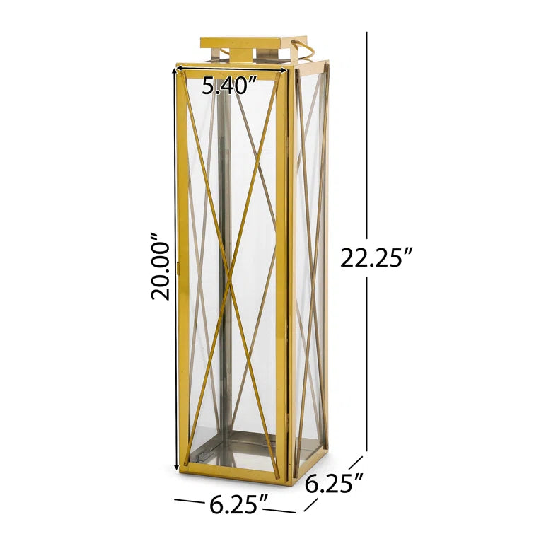 Deborah 22"H Stainless Steel Lantern Gold Stainless Steel