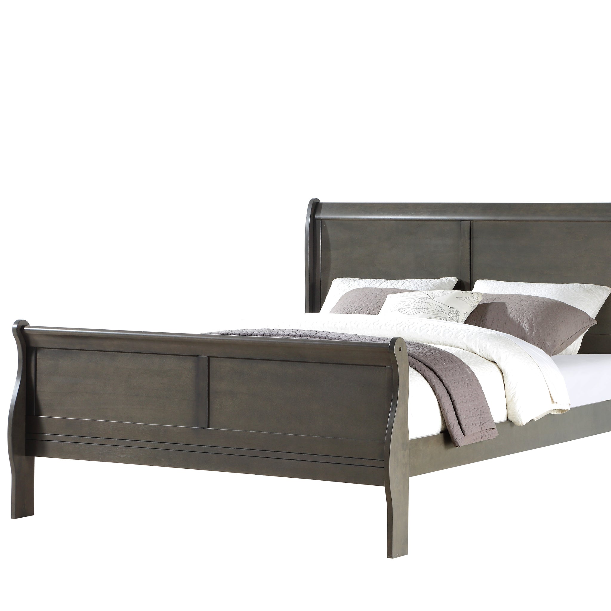 Dark Grey Queen Bed Box Spring Required Queen Dark Grey Wood Gray Casual Sleigh Wood