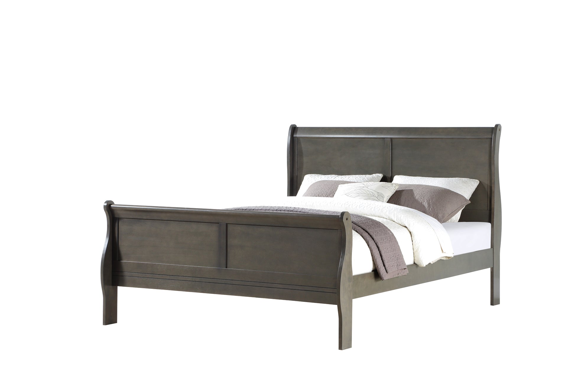 Dark Grey Queen Bed Box Spring Required Queen Dark Grey Wood Gray Casual Sleigh Wood