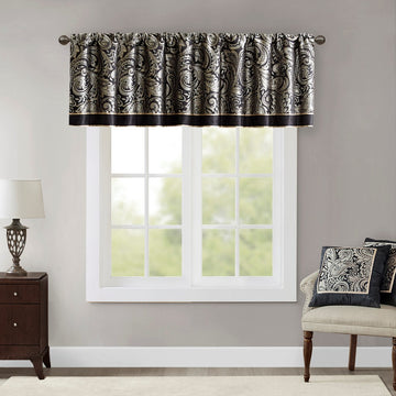 Jacquard Window Valance Black 50X18" Black Polyester