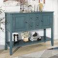 Cambridge Series Large Storage Vintage Console Table With Four Small Drawers And Bottom Shelf For Living Rooms, Entrances And Kitchens Dark Blue,Old Sku: Wf190263Aam Dark Blue Solid Wood Mdf