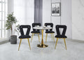 Modern Chair Set Of 2 With Golden Color Iron Tube Legs, Black Soft Cushions And Comfortable Backrest, Suitable For Dining Room, Living Room, Cafe,Hairball Back Gold Black Fabric