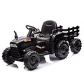 Ride On Tractor2.0 With Trailer,24V Battery Powered Electric Tractor Toy, 200W*2Motor 1.86 4.97Mph Remote Control,Electric Car For Kids,Three Speed Adjustable,Usb,Mp3 ,Bluetooth,Led Light, Safety Belt Black Polypropylene
