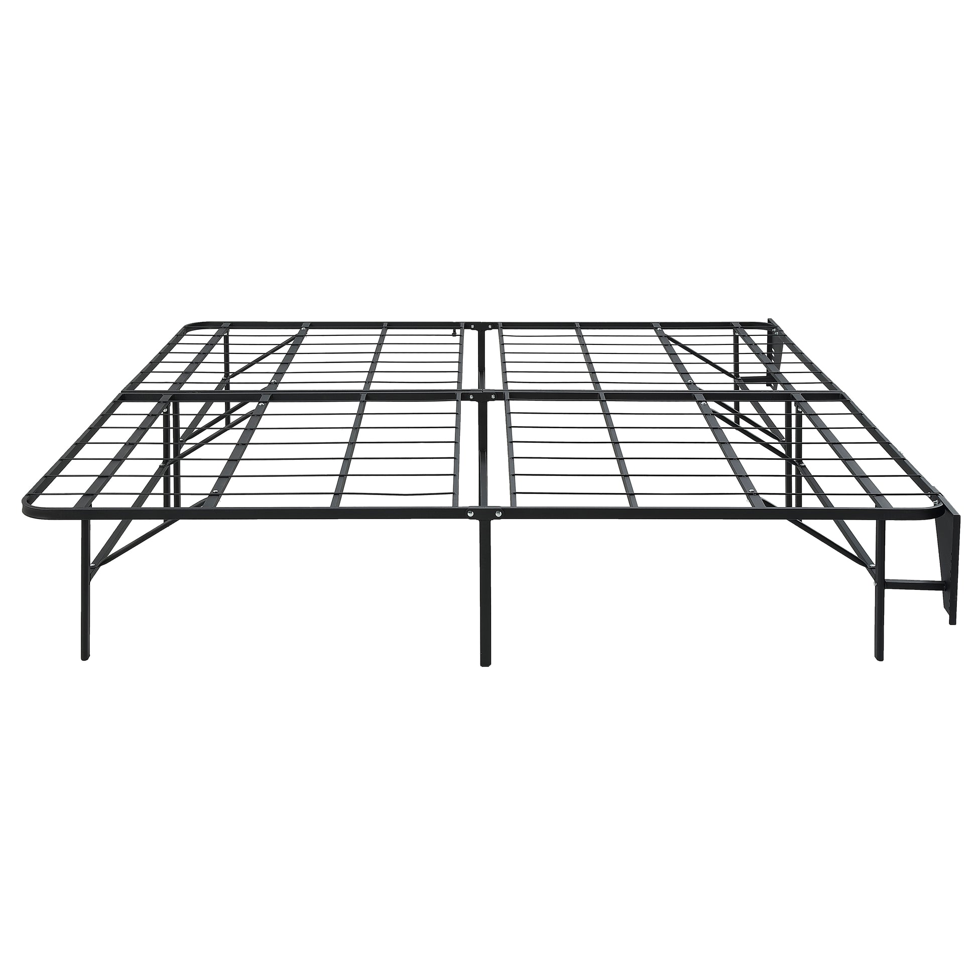 Black Metal Platform Foldable Bed Frame California King Size, Toolless High Profile Design California King Black Metal Bedroom Bed Frame Metal