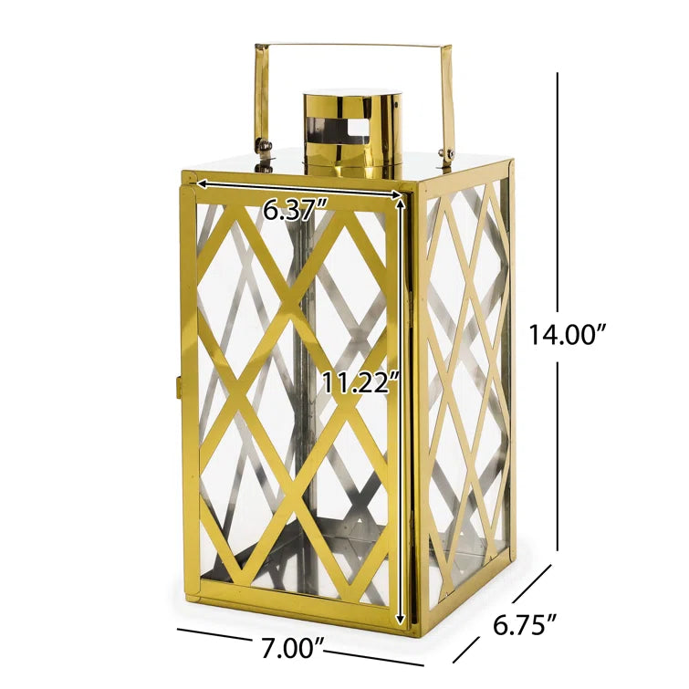 Anton 14"H Stainless Steel Lantern Gold Stainless Steel