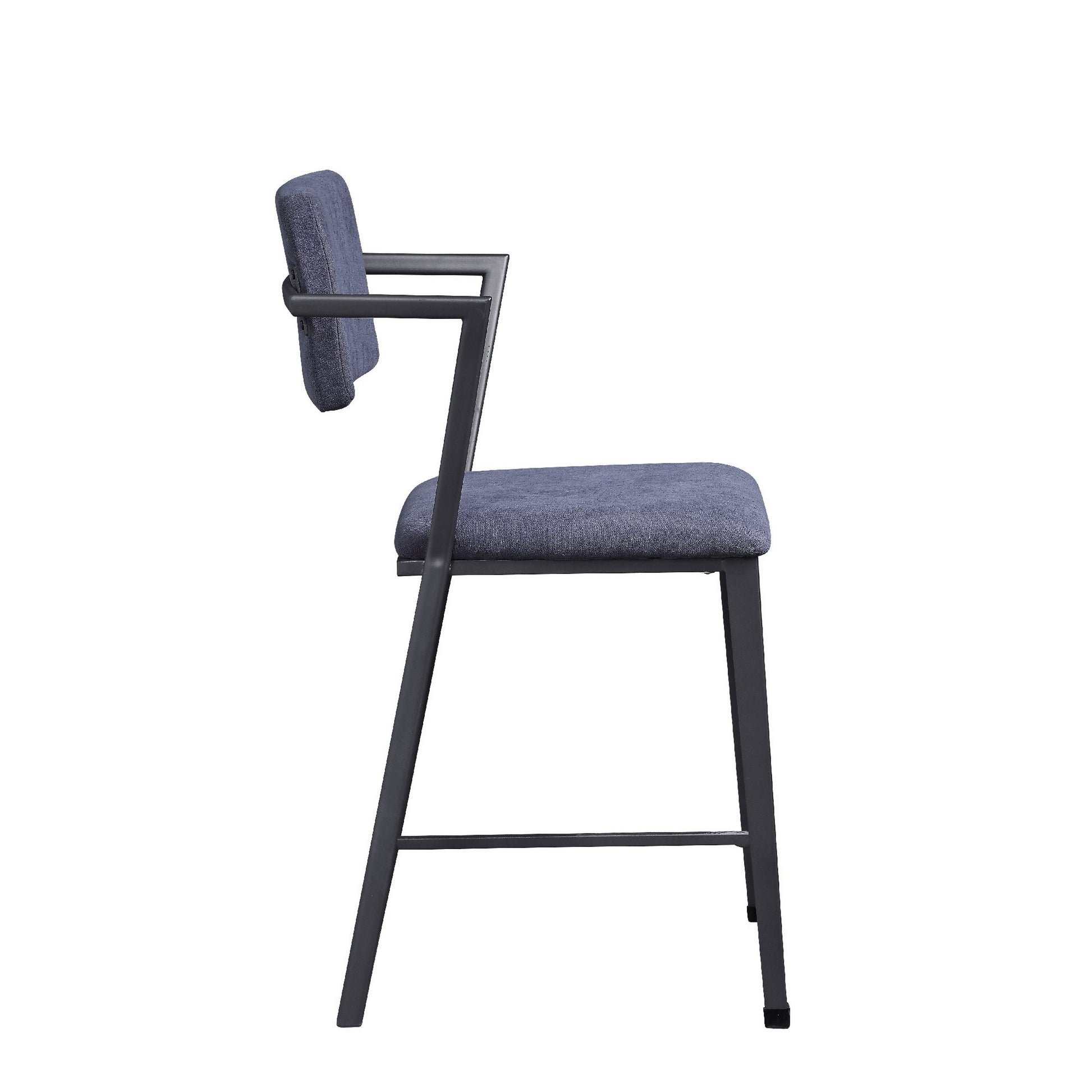 Fabric Upholstered Metal Counter Height Chair, Set Of 2,Gray And Black Gray Fabric Metal