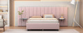 Queen Size Upholstered Platform Bed With Big Headboard, Bedroom Furniture, Velvet, Pink Queen Pink Plywood