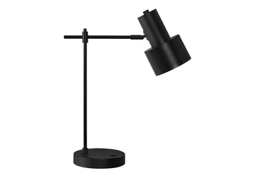 Lighting, 21"H, Table Lamp, Usb Port Included, Black Metal, Black Shade, Modern Black Metal