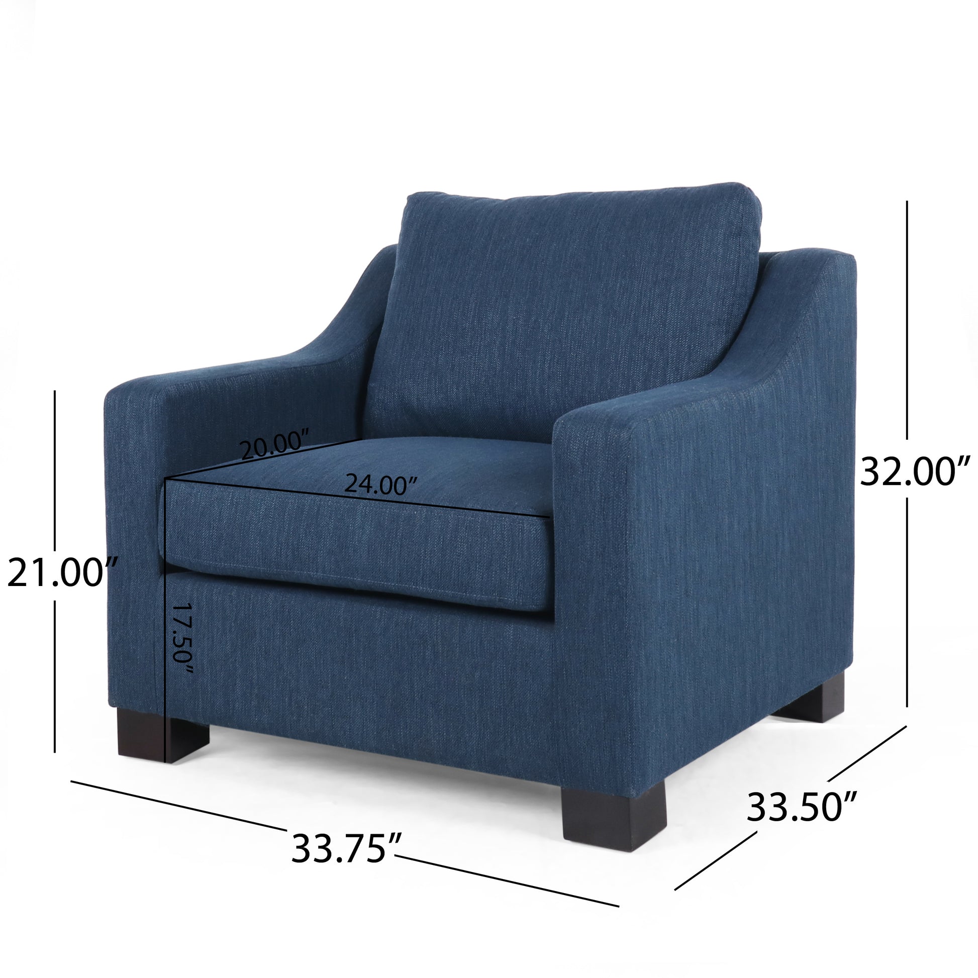 Club Chair Navy Blue Fabric 1 Seat