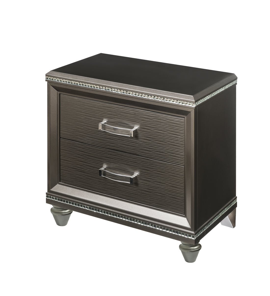 Dark Champagne 2 Drawer Nightstand Champagne 2 Drawers Bedroom Rectangle Felt Lined Drawers Solid Wood Mdf