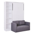 Twin Size Murphy Bed Wall Bed With Sofa,With Shelves,White Twin White Plywood