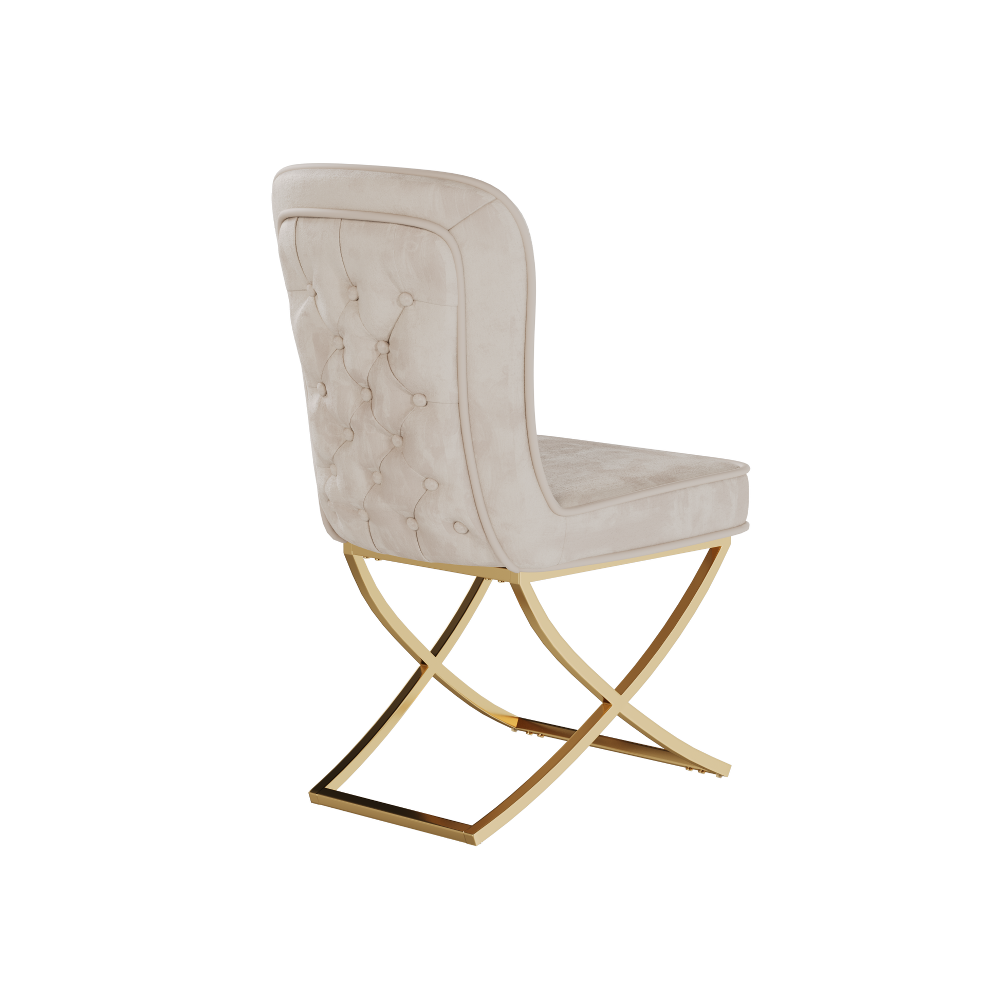 Dining Chair Set Of 4, Beige Velvet Backrest And Golden Metal Legs.For Modern Kitchen Dining Room Chair For Kitchen Living Modern Decorative Leisure Chairs.Office Chairs Y 2009 Beige Foam Velvet