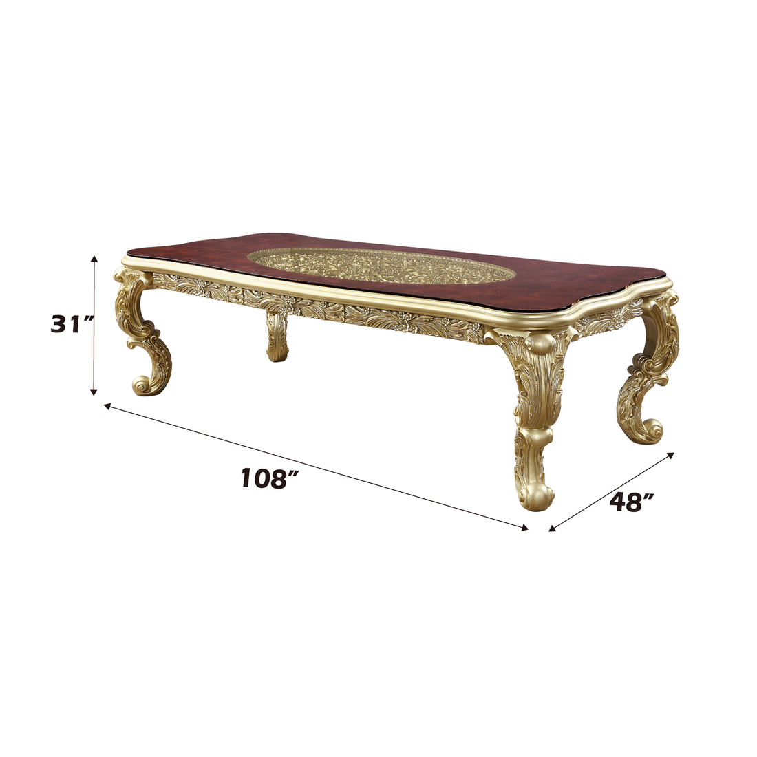 Cabriole Dining Table Gold Finish Dn01482 Gold Mdf