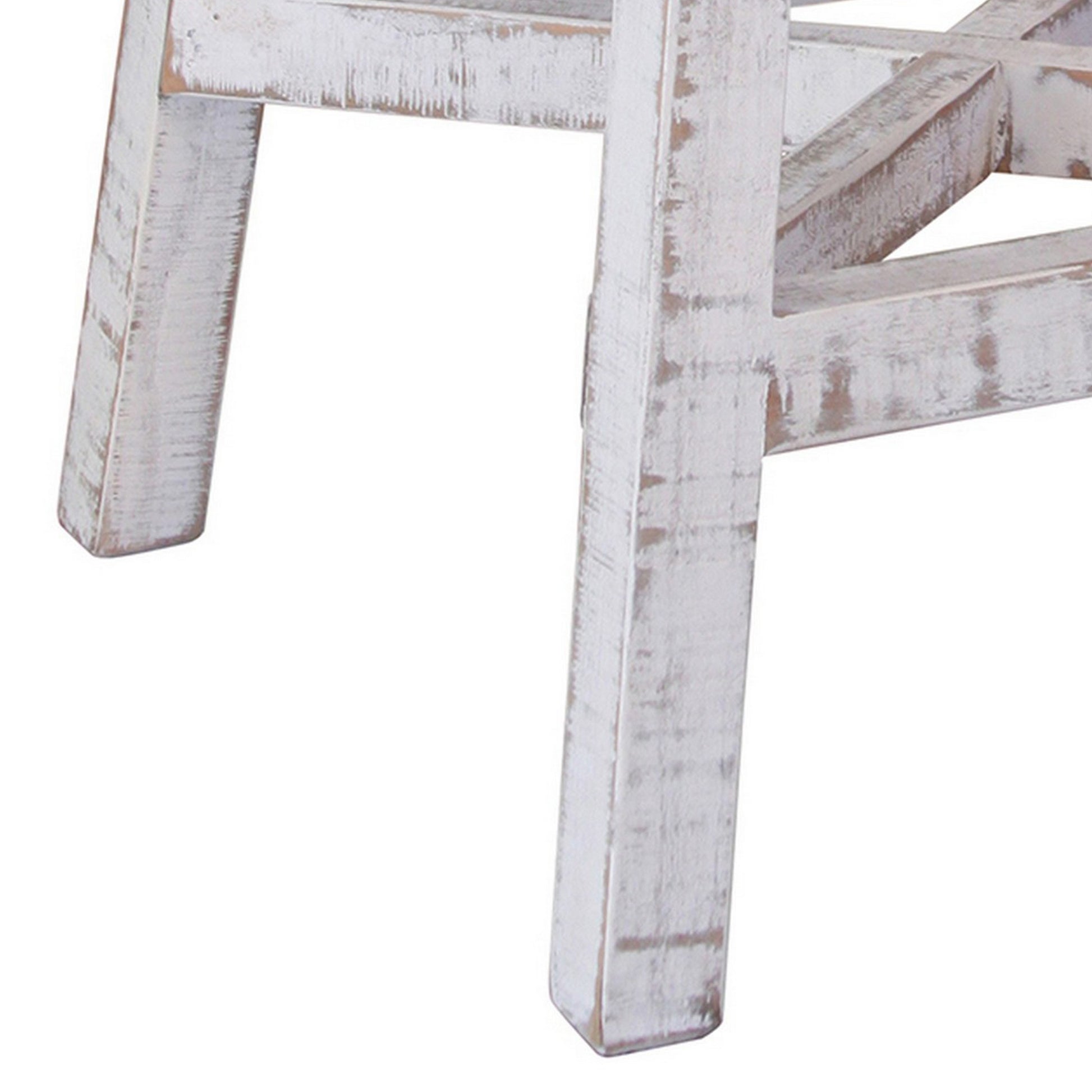 Ata 24 Inch Counter Height Stool, Lacquer Finish, Pine Wood, Brown, White Brown White Solid Wood