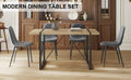 Table And Chair Set, Upholstered Side Chairs In A Modern Medieval Style, 4 Dark Grey Dining Chairs And A Rustic Industrial Rectangular Wood Color Mdf Dining Table. Gray Seats 4 Mdf