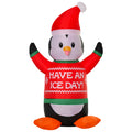 Homcom 6Ft Christmas Inflatables Outdoor Decorations Penguin Wearing Christmas Sweater, Blow Up Yard Christmas Decor With Led Lights Display Red Polyester