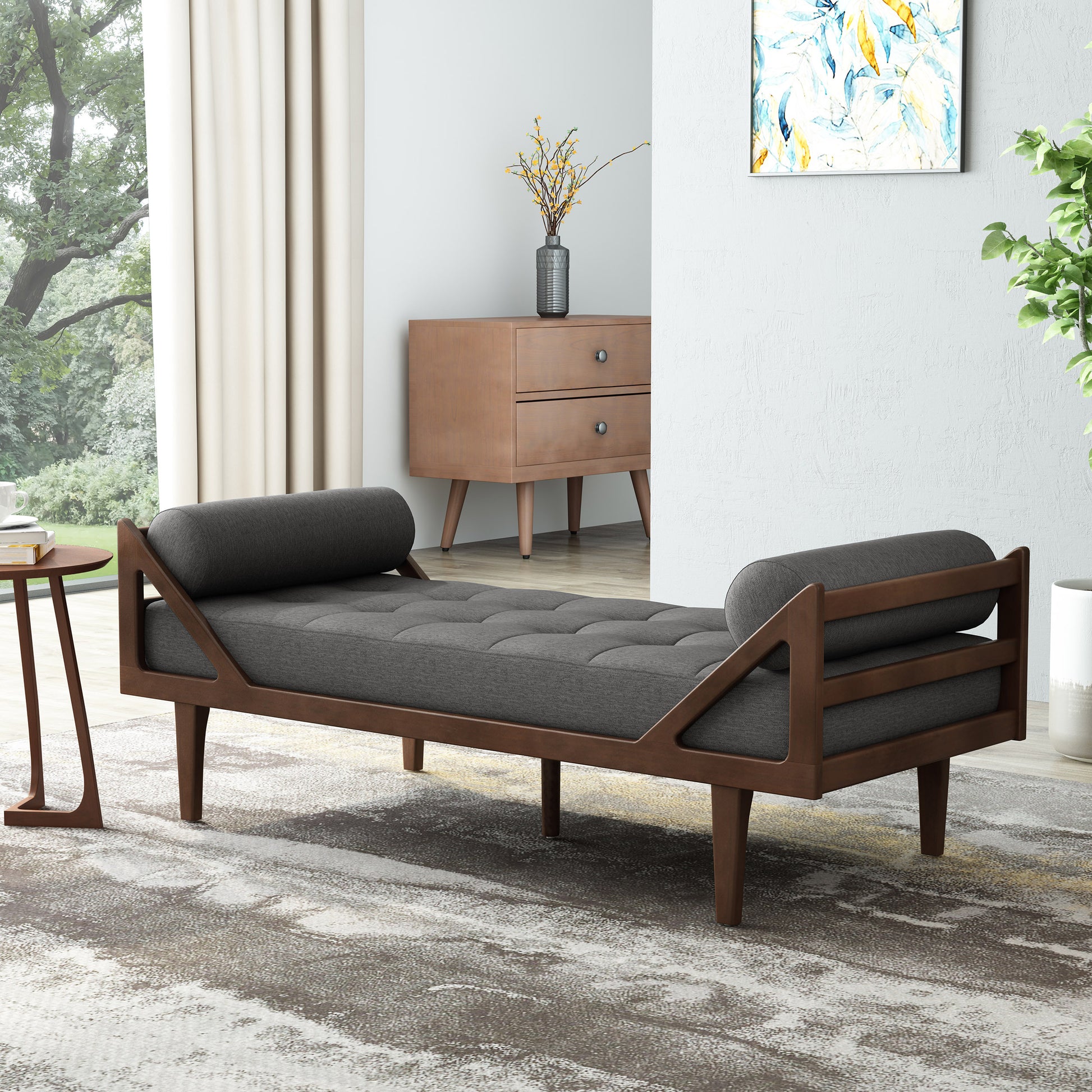 Chaise Lounge Charcoal Fabric