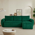 Convertible Sectional Sofa Couch, Modern Fabric 3 Seater L Shaped Couch For Living Room, Apartment, Office, Small Space Dark Green Corduroy 5 Seat