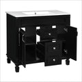 36'' Bathroom Vanity With Top Sink, Modern Bathroom Storage Cabinet With 2 Soft Closing Doors And 2 Drawers, Single Sink Bathroom Vanity Black Bathroom Modern Mdf Ceramic,Solid Wood Mdf