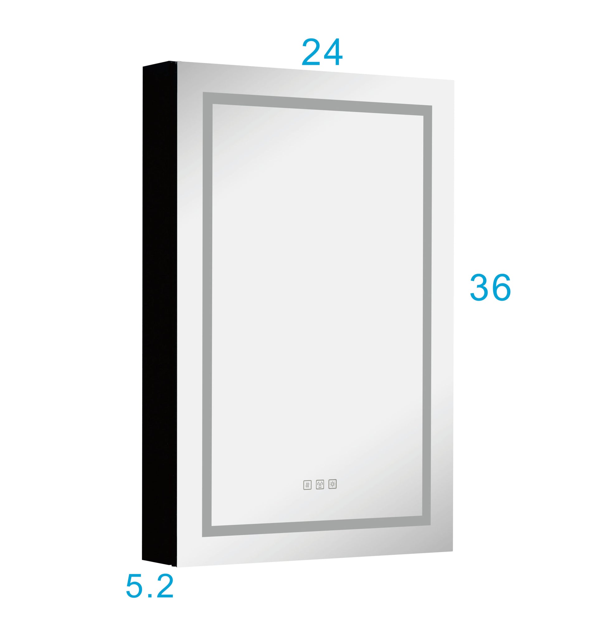 Led Lighted Bathroom Medicine Cabinet With Mirror, Surface Lighted Medicine Cabinet,Dimmable,Shelves,Intelligent Switch Medicine Cabinet, Aluminum Frame,Left Opening Door Matte Black Aluminium