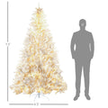 Homcom 7.5Ft Tall Prelit Artificial Christmas Tree Holiday D Cor With 1518 Branches, 500 Warm White Led Lights, Auto Open, White White Plastic