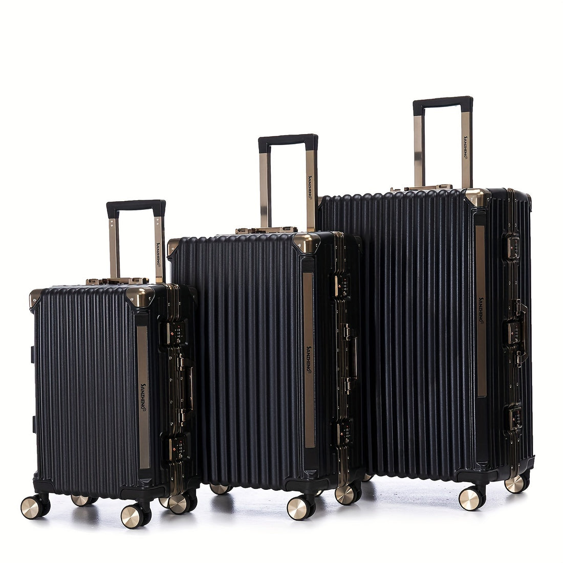 Luggage Sets Expandable Aluminum 20 24 28 Inch Three Model Set, Stylish Suitcase With Aluminum Frame Password Lock, Suitable For Travel Suitcases And Suitcases Dark Coffee Casual Aluminum