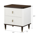 White And Brown 2 Drawer Nightstand With Usb Port Brown White 2 Drawers Bedroom Rectangle Modern Drawers White Wood