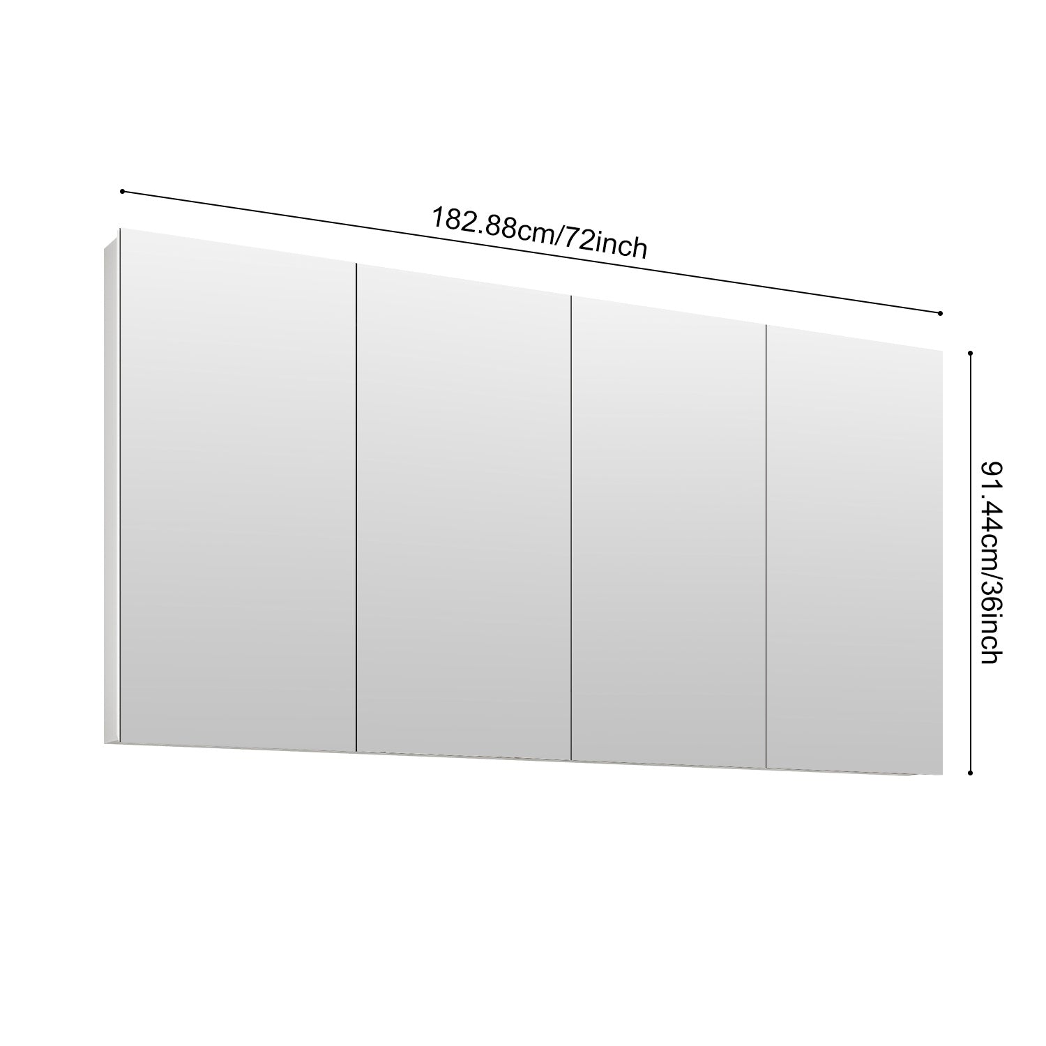 72'' W X 36'' H Bathroom Mirror Medicine Cabinet Wooden Door Medicine Cabinets For Bathroom, Wall Mounted Recessed Or Surface, Bathroom Mirror With Storage White Engineered Wood