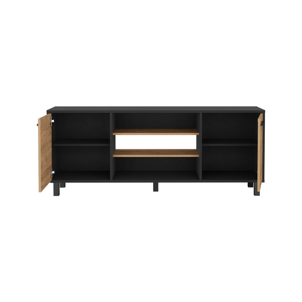 Egeo Tv Stand For Tv S Up 60", Two Cabinets, Three Shelves, Five Legs, Espresso Pine Brown 50 59 Inches Particle Board Particle Board