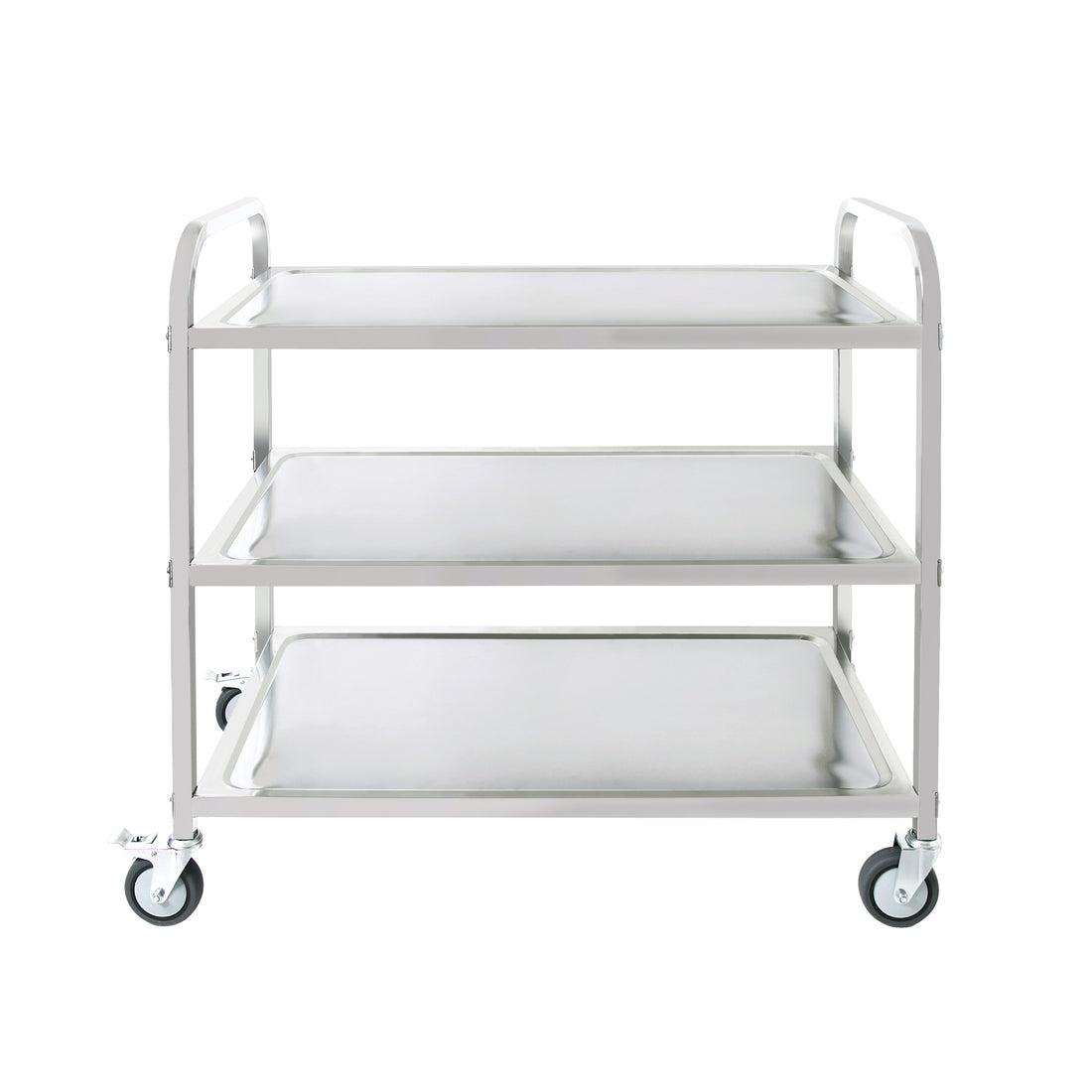 3 Tier Stainless Steel Cart, Serving Cart With Wheels, Restaurant, Household, Service Trolley, 360 Rotation Storage Cart With Locking Wheels 37.4 * 19.2 * 36.6'' L*W*H Rolling Kitchen Food Cart White Silver Stainless Steel