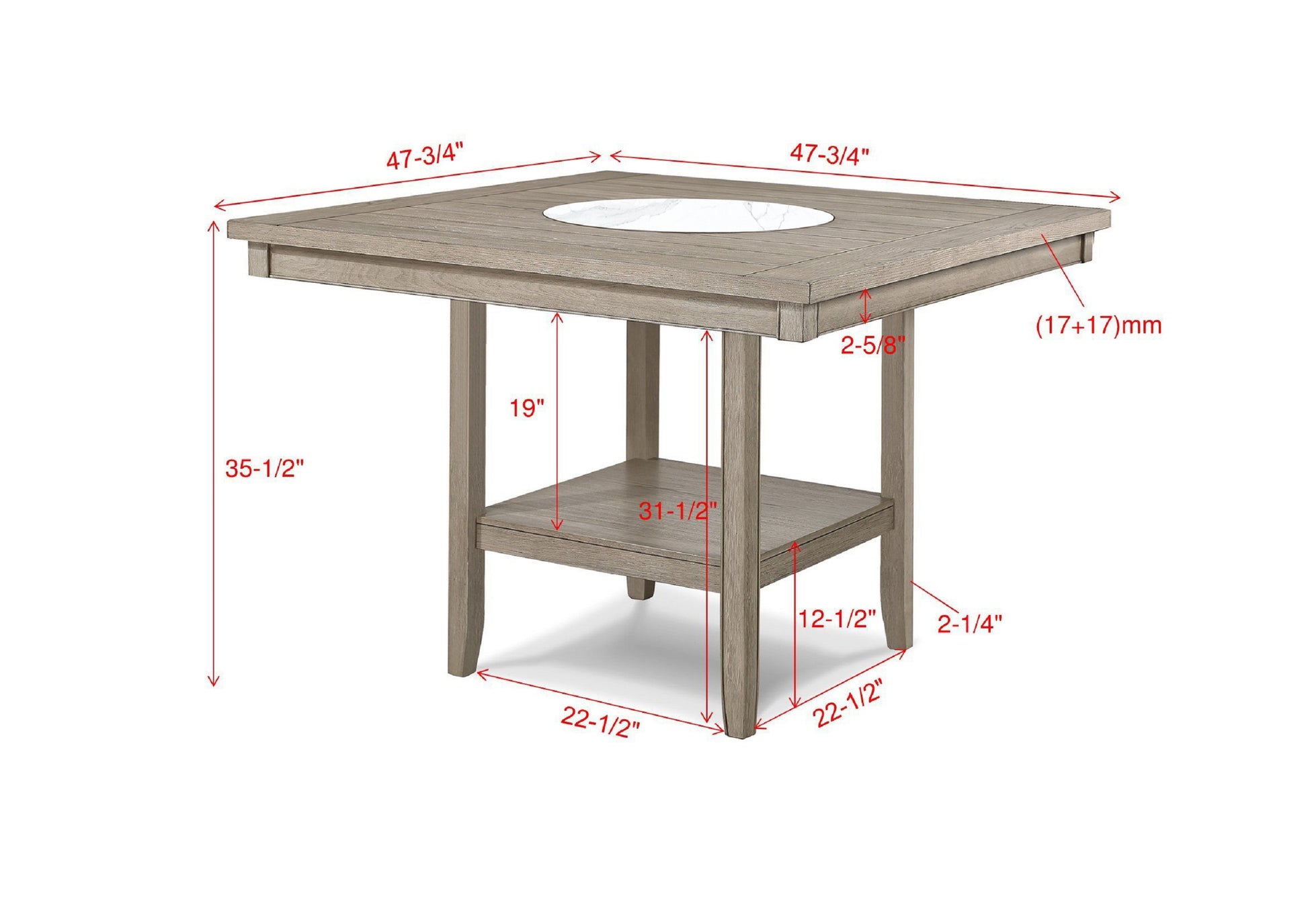 6Pc Dining Set Contemporary Farmhouse Style Counter Height W 20 Inch White Faux Marble Lazy Susan All Tan Beige Gray Finish Upholstered Chairs Bench Wooden Solid Wood Dining Room Furniture