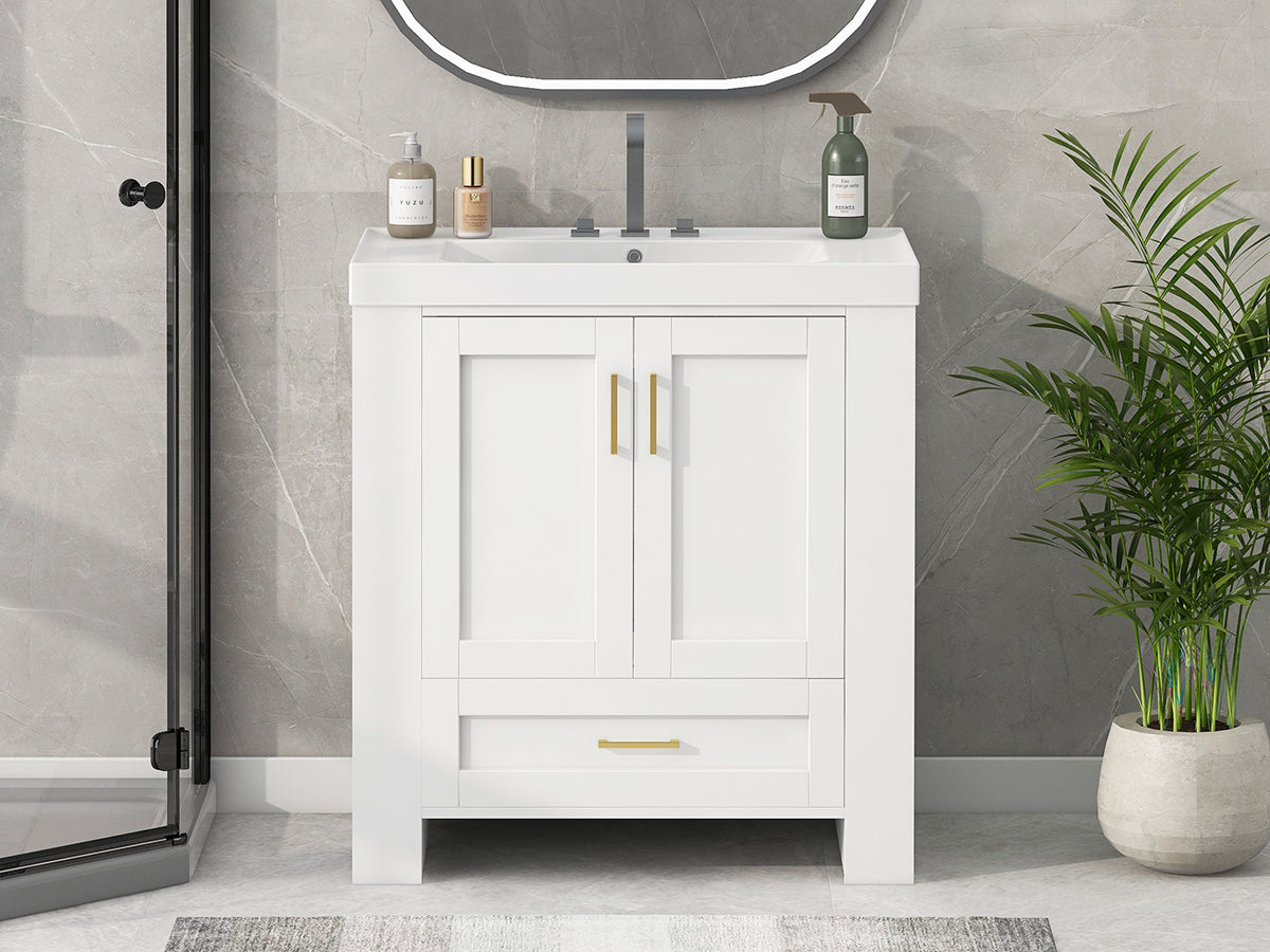 30'' Bathroom Vanity with Seperate Basin Sink, Modern 1-white-adjustable