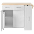 K&K Kitchen Island With Drop Leaf, Kitchen Storage Cart With 3 Tier Pull Out Cabinet Organizer, Internal Storage Rack, Rolling Kitchen Cart On Wheels With Towel Rack, 2 Drawers, For Kitchen, White White Brown Kitchen Classic,Farmhouse,Luxury,Modern