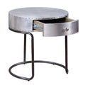 Aluminum And Black Storage End Table - Silver