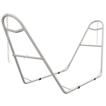 Outsunny Hammock Stand For 2 Person, Portable Adjustable Steel Frame Hammock Stand With Weather Resistant Finish, For 9 14Ft Hammocks, 10.3', 550 Lbs. Capacity, White White Steel