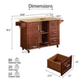 Mobile Kitchen Island Cart With 3 Drawers - Brown