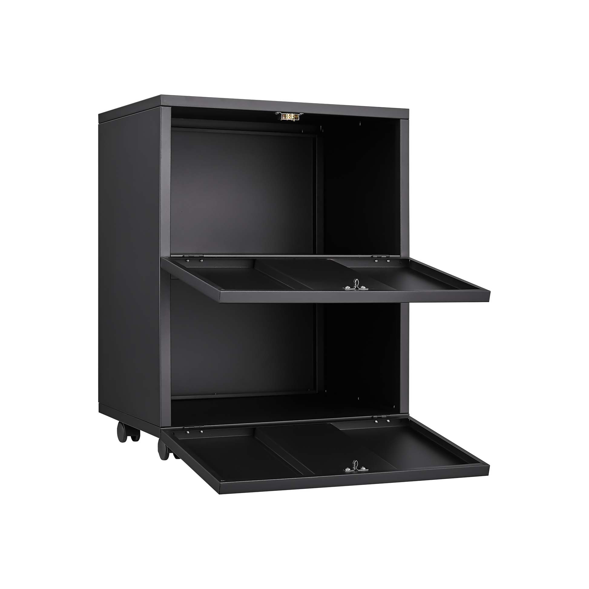 Office Furniture Copier Cabinet Black 2 Door Steel Copier Stand Mobile Pedestal File Printer Stand 1 2 Drawers Black Office Mobile Modern Metal Metal