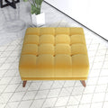 Addison Square Upholstered Ottoman Brown,Yellow Brown Velvet Wood Primary Living Space Solid Mid Century Modern Square Foam Tufted Solid Wood,Velvet