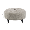 Grey Ottoman With Casters Grey Wood Primary Living Space Backless Pattern Grey Round Armless Fabric Metal