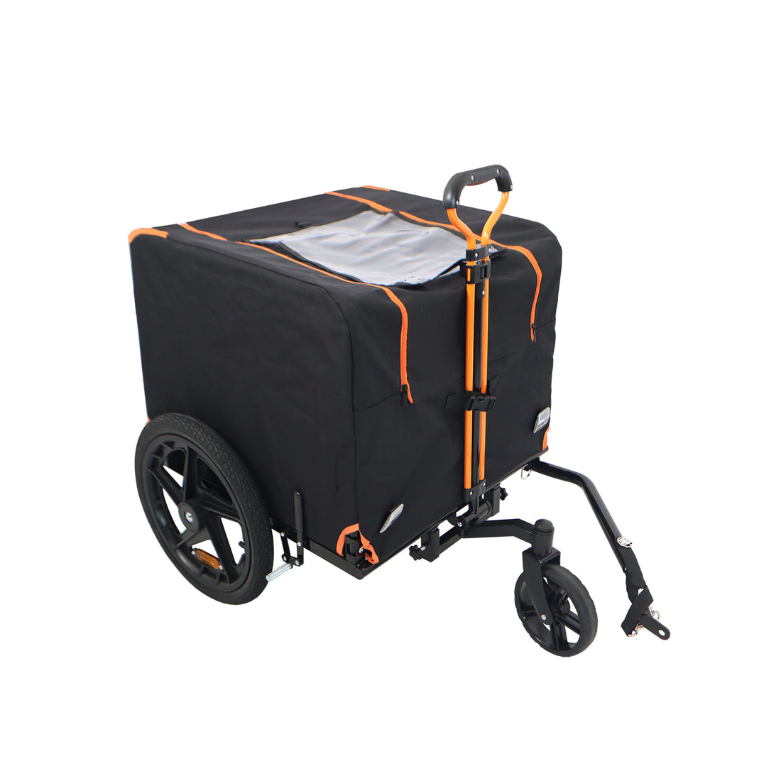 Foldable Pet Jogging Stroller Dog Carriers Bicycle Trailer Pet Dog Cat Bike Trailer Orange And Black Ideal For Small Pets Black Oxford Fabric Metal